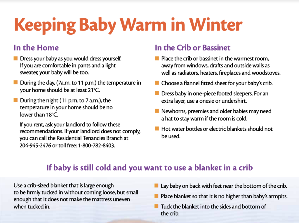 Thumbnail of "Keeping Baby Warm" Handout from the Government of Manitoba